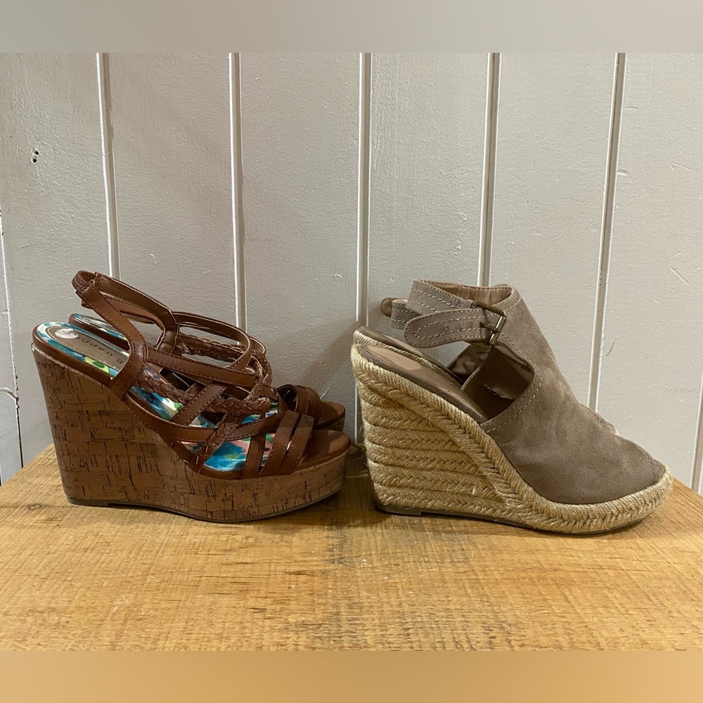 Steve Madden & Universal Thread Brown and Tan Wedges - Picture 2 of 4